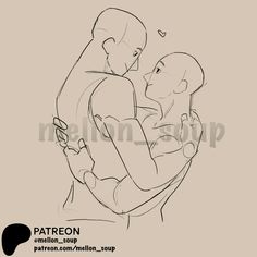 a drawing of a man holding a baby in his arms with the caption patreon