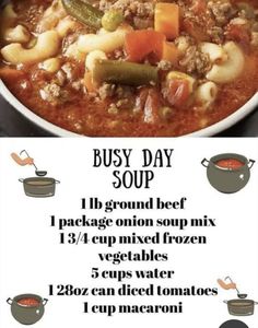 a bowl of soup with instructions for how to make it and what to use it