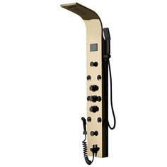 an old - fashioned phone is shown on a white background with black knobs and handsets