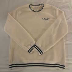 New Embroidered Sherpa Crew Neck Sweatshirt From Pacsun. Sweatshirt Features A Crew Neckline, Long Sleeves, A Standard Fit, A Left Chest Embroidery, And A Soft Sherpa Fabrication. Cream Fleece Top With Ribbed Cuffs, Cozy Long Sleeve Sweatshirt With Embroidered Logo, Cream Fleece Crew Neck Top, Casual Cream Fleece Sweatshirt, Cream Casual Tops With Embroidered Logo, Casual Cream Tops With Embroidered Logo, Casual Cream Sweatshirt With Embroidered Text, Casual Cream Sweater With Embroidered Logo, Casual Fleece Top With Embroidered Text