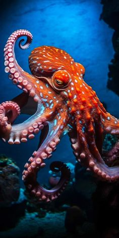 an octopus is swimming in the water