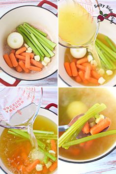 the process of making soup with carrots and celery