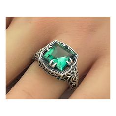 Vintage Vivid Green Simulated Emerald In 925 Solid Sterling Silver Ring. Stamped 925. Excellent Condition, Satisfaction Guaranteed! Emerald Gem, Solitaire Rings, Solitaire Ring, Sterling Silver Ring, Silver Fashion, Silver Ring, Sterling Silver Rings, Emerald, Ring Size