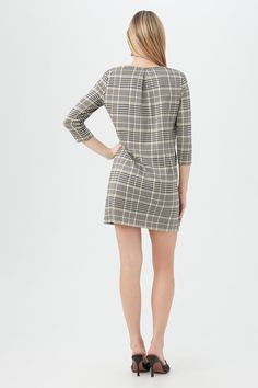 VENDA DRESS Elegant Plaid Mini Dress, Elegant Mini-length Plaid Dress, Elegant Mini Length Plaid Dress, Elegant Plaid Dress For Work, Plaid Office Dress, Elegant Fitted Plaid Work Dress, Elegant Plaid Dress For Workwear In Fall, Elegant Plaid Dress For Spring Workwear, Elegant Plaid Mini Dress For Work