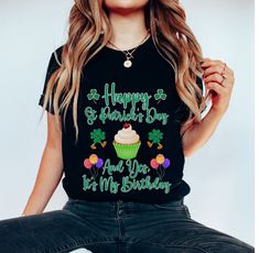 Celebrate a unique St. Patrick's Day birthday with our special tee! Our Shamrock-themed shirt is perfect for those born on this festive day. Enjoy the luck of the Irish and your birthday in style! Bella + Canvas Brand Shirt ▶For oversized options please order 1-2 sizes up ▶Unisex Adult Sizing ▶See Our Size Chart For Proper Sizing ▶Rolled sleeves are for styling purposes only ✈ PROCESSING & SHIPPING ✈ Processing Time: 2-5 days Standard Shipping: 2-5 business days after processing time ❤ Returns & Fun Green T-shirt For Birthday, Green Fun Birthday T-shirt, Green Graphic Print T-shirt For Birthday, Green Letter Print T-shirt For Birthday, St Patrick's Day Birthday, Rolled Sleeves, Luck Of The Irish, Branded Shirts, Birthday Shirt