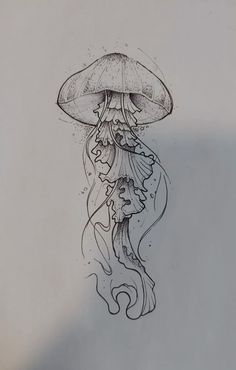 a drawing of a jellyfish in the water