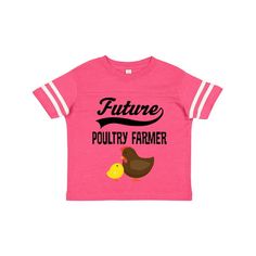 Future Poultry Farmer Toddler T-Shirt with hen and chick for a little boy or girl. A toddler-soft cotton tee in look-at-me, big kid colors. 4.5 oz., 100% combed ringspun cotton. White is sewn with 100% cotton thread. Topstitched rib crew neck. Double-needle stitched sleeves and bottom hem. Shoulder-to-shoulder taping. Toddler T-Shirt. Size: 5/6T.  Color: Pink.  Gender: female. Toddler Boy Shirts Vinyl Farm, Chicken Raising, Raising Boys, Hens And Chicks, Girl A, Raising Chickens, Girl T Shirt, Girls Toddler, Size 4t