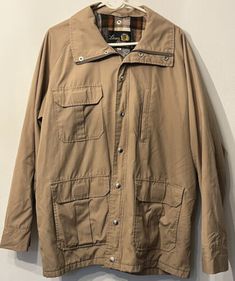 Vintage LION'S MANE Jacket Utility Lined CLASSIC Coat L | eBay Beige Military Style Long Sleeve Outerwear, Casual Brown Fall Parka, Brown Military Style Outerwear For Spring, Urban Style Khaki Button-up Outerwear, Casual Khaki Sport Coat For Fall, Brown Cotton Parka For Fall, Brown Spring Parka With Pockets, Spring Brown Parka With Pockets, Casual Brown Outerwear With Multiple Pockets