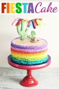 there is a cake that has been decorated with rainbows and cacti on it