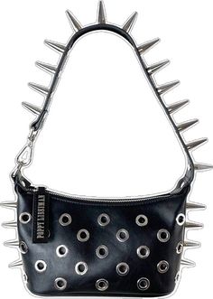 Gothic Party Bag With Zipper Closure, Punk Party Bags With Zipper Closure, Punk Style Rectangular Shoulder Bag With Zipper, Gothic Bags With Zipper Closure For Concerts, Black Bags With Zipper Closure For Concerts, Everyday Punk Style Shoulder Bag, Gothic Shoulder Bag With Zipper For Concert, Edgy Party Shoulder Bag With Zipper Closure, Punk Style Bags With Hardware For Daily Use