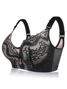 Look exquisite in this supportive, side support, underwire bra. Features elaborate embroidery on lace cups for a charming look. Made of polyamide/polyester/spande Dd Bra, Underwire Bras, Cheap Bras, Adjustable Bra, Minimiser Bra, Plus Size Bra, Support Bras, Lace Embroidery, T Shirt Bra