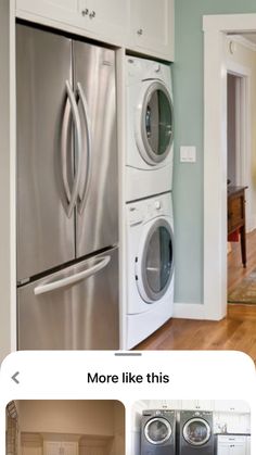 the kitchen is clean and ready to be used as a washer and dryer