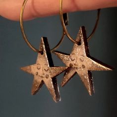 Liquid Gold Leaf, Gold Star Earrings, Hanging Stars, Liquid Gold, Gold Star, Gold Earrings Dangle, Wooden Jewelry, Handmade Jewellery, Jewellery Collection