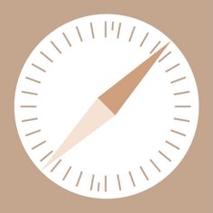 a white clock with a brown arrow in the middle of it's dial face