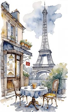 Digital by Egor Turovec Canvas Painting Decor Ideas, Architecture Painting Watercolors, Cute Architecture Drawing, Digital Architecture Drawing, France Painting Easy, Watercolor Art Paris, Architectural Watercolor Paintings, Art Watercolor Ideas, French Watercolor Paintings