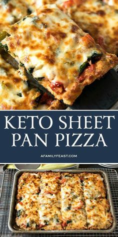 the keto sheet pan pizza is ready to be eaten