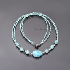 Genuine Dominican Republic Larimar Beaded Necklace-2mm Faceted - Etsy Cheap Oval Gemstone Beads Necklaces, Talisman Pendant, Jewelry Making Necklace, Beads Bracelet Design, Necklace Gemstone, Creative Jewelry, Beads And Wire, Multi Strand Necklace, Beaded Necklaces