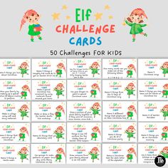 the elf challenge cards for children