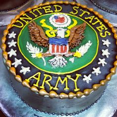 a cake decorated with an eagle and the words united states army