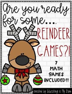 reindeer game with text that reads are you ready for some reindeer games? math games included