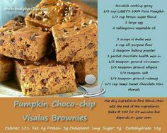 pumpkin chocolate - chip vistalos brownies recipe is featured in this ad for the magazine