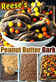 peanut butter bark cookies with chocolate frosting and candy