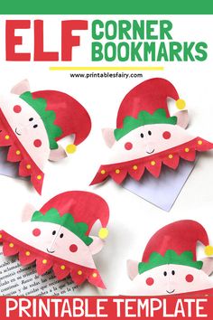 printable elf bookmarks for kids to make with paper and glue on them