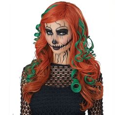 Category:Synthetic Wig; Gender:Women's; Wig Type:Cosplay Wig,Scary Wigs; Occasion:Daily Wear,Party / Evening,Vacation,Party,Christmas Gifts; Age Group:Adults; Color Shade:Green,Orange,Mixed Color; Hair Material:Synthetic Hair; Cap Construction:Machine Made; Texture:Curly; Length:Long; Features:Soft,Easy to Carry,Fashion,Comfortable,Fluffy; Heat Resistant:Yes; Listing Date:08/28/2023; Cap Circumference:; Front to Back:; Nape of Neck:; Side to Side Across Forehead:; Side to Side Over Top:; Temple to Temple Across Back:; Hairstyle:With Bangs; Can Be Permed:No; Theme:Party Pumpkin Fancy Dress, Fancy Dress Womens, Office Halloween Costumes, Root Of All Evil, Orange Wig, Grease Costumes, Ivy Costume, Poison Ivy Costumes, Villain Costumes