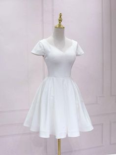 Cap Sleeves Homecoming Dresses White Satin School Event Dresses School Back Party Dresses Short Cocktail Dresses,GD320 on Storenvy Short White Prom Dress, White Bridesmaid Dresses Short, Homecoming Dresses White, Simple Prom Dress Short, White Homecoming Dress, Short White Cocktail Dresses, Cotillion Dresses, Prom Dress White, Confirmation Dresses