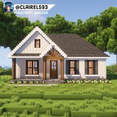 Modern Farmhouse Minecraft, Minecraft Starter House Layout, Traditional Minecraft Houses, Minecraft Neighborhood Ideas, Minecraft Neighborhood House, Minecraft Realistic Houses, Minecraft Houses Exterior, Minecraft Bungalow House, Minecraft Suburban House Blueprints