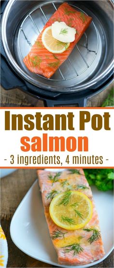 salmon with lemons and dill on the side in an instant pot recipe for 3 ingredients, 4 minutes or less