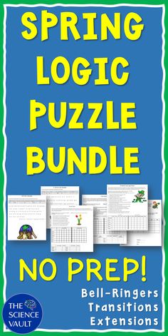 the spring log puzzle bundle is shown in blue with yellow lettering and green border around it