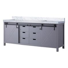 an image of a bathroom vanity with drawers and marble counter top on white background photo