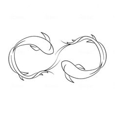 a drawing of two fish in the shape of an ocelladon, one with its tail curled back