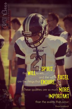 a football player wearing a helmet with an inspirational quote about the spirit and experience of his team