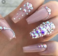 Nail Designs Bling, Birthday Nail Designs, Trendy Nail Art Designs, Homecoming Nails Acrylic, Pink Nail Art, Nail Swag, Bling Acrylic Nails