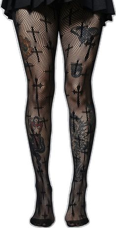 Fitted Gothic Hosiery For Halloween, Edgy Stretch Hosiery For Halloween, Edgy Fitted Halloween Hosiery, Fitted Edgy Halloween Hosiery, Fitted Black Emo Tights, Edgy Fishnet Mesh Tights, Edgy Mesh Fishnet Tights, Edgy Thigh High Halloween Hosiery, Alternative Halloween Legwear