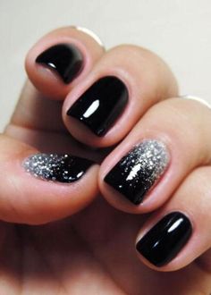 Nail Art Diy Easy, Ombre Nails Glitter, Nail Art For Beginners, Silver Nail, Black Nail Art, Super Nails, Ombre Hair Color