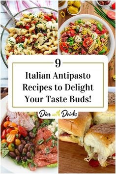 Collage of 4 italian antipasto recipes. Appetizer Bread, Antipasto Recipes, Healthy Italian Recipes, Italian Appetizer, Italian Antipasto, No Cook Appetizers, Savory Bites, Healthy Italian, Cuisine Recipes