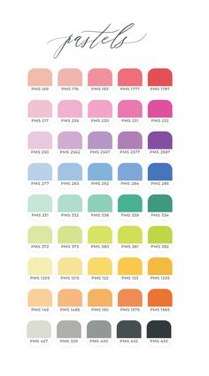 the pantone color chart with all the colors in it and their names on them