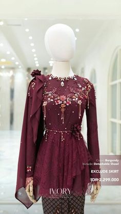 Kebaya Payet Modern, Kebaya Terracota, Kebaya Burgundy, Model Kebaya Modern Wisuda, Model Baju Hijab, Renda Kebaya