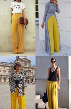 Yellow Slacks Outfit, Architecture Outfit Woman, Mustard Yellow Pants Outfit, Tapered Pants Outfit, Wide Leg Linen Pants Outfit, Architecture Outfit