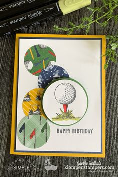 a birthday card with golf balls on it