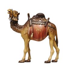 a camel statue with a saddle on its back