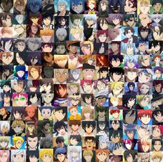 an image of many different anime characters in the style of collages with their faces