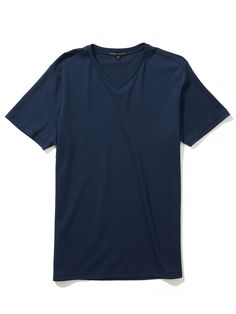 Also known as the Georgia V-neck T-shirt. It is the equally comfortable and stylish brother of The Barakett Tee. Made with our exclusive Georgia fabric with Soft Water finishing, it’s the ultimate in comfort, luxurious hand feel, and clean appearance. A versatile piece in any man’s wardrobe; elevate any look with the most comfortable V-neck ever. 100% USA grown Pima cotton Color retention up to 50 washes Shape retention engineering Classic Navy V-neck Top, Navy Casual V-neck T-shirt, Soft Water, Natural Fabrics, Pima Cotton, Online Purchase, V Neck T Shirt, Georgia, Engineering