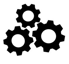 three black gears on a white background