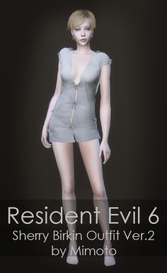 a woman in short shorts and tights with the text resident evil 6 sheryl bikin outfit ver2 by minoto