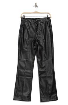 A groovy mix of vintage and modern, these faux-leather flare pants streamline your look with front seams that fall to footwear-flaunting slit hems. 29" inseam; 18" leg opening; 10 3/4" front rise 100% polyester Hand wash, line dry Imported Leather Flare Pants, Classic Slippers, Kids Rain Boots, Dolce Gabbana Sunglasses, Concert Looks, Ugg Classic, Designer Crossbody Bags, Sweaters And Leggings, Ted Baker London