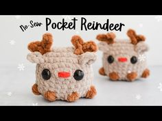 two small crocheted reindeers sitting next to each other